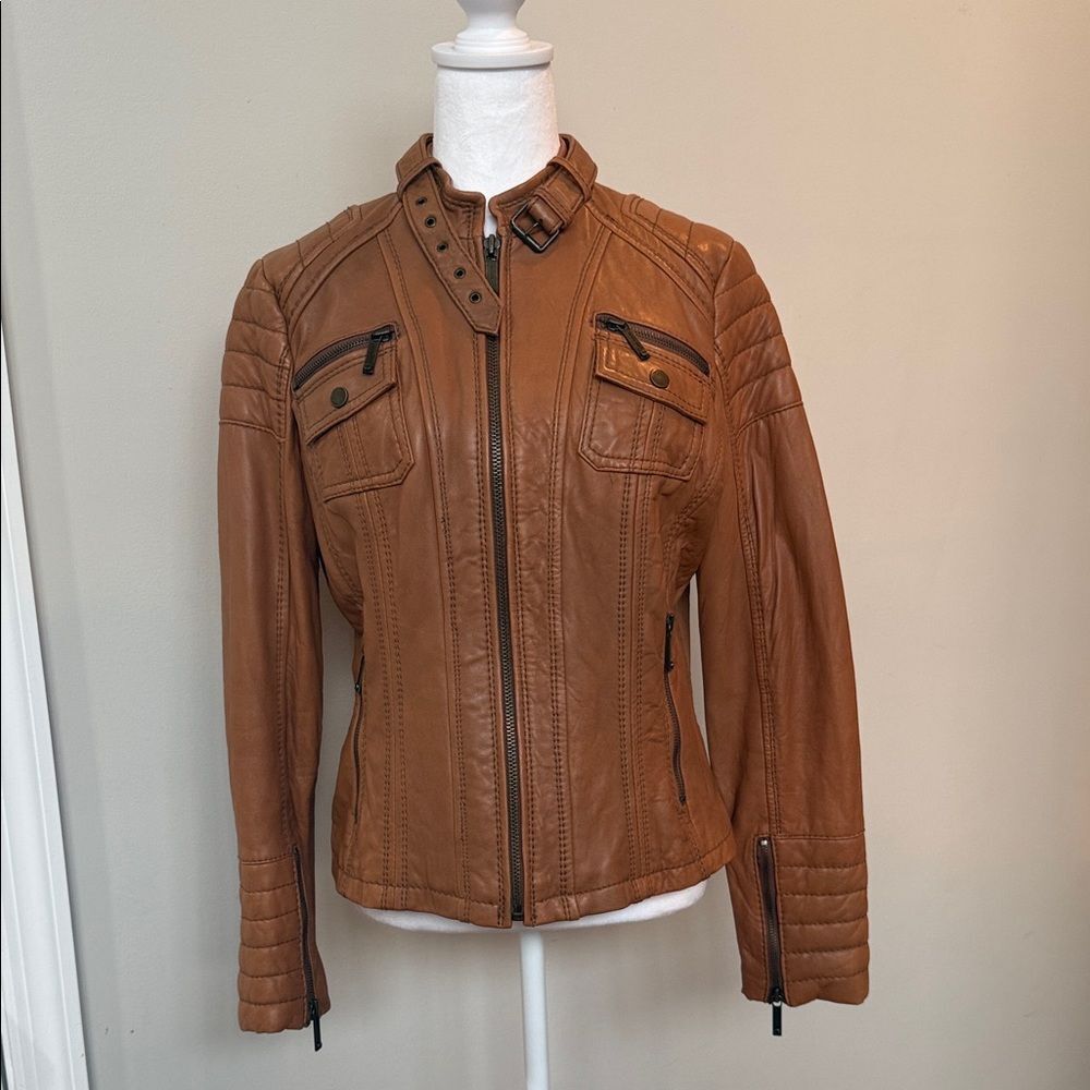 MICHAEL Michael Kors Tan Leather Jacket